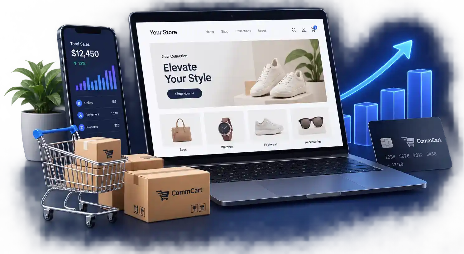 Online storefront ready to launch with products, delivery and payment tools